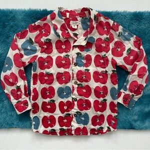Blue Rooster Collection Red and Blue Apple Print Shirt Size 8